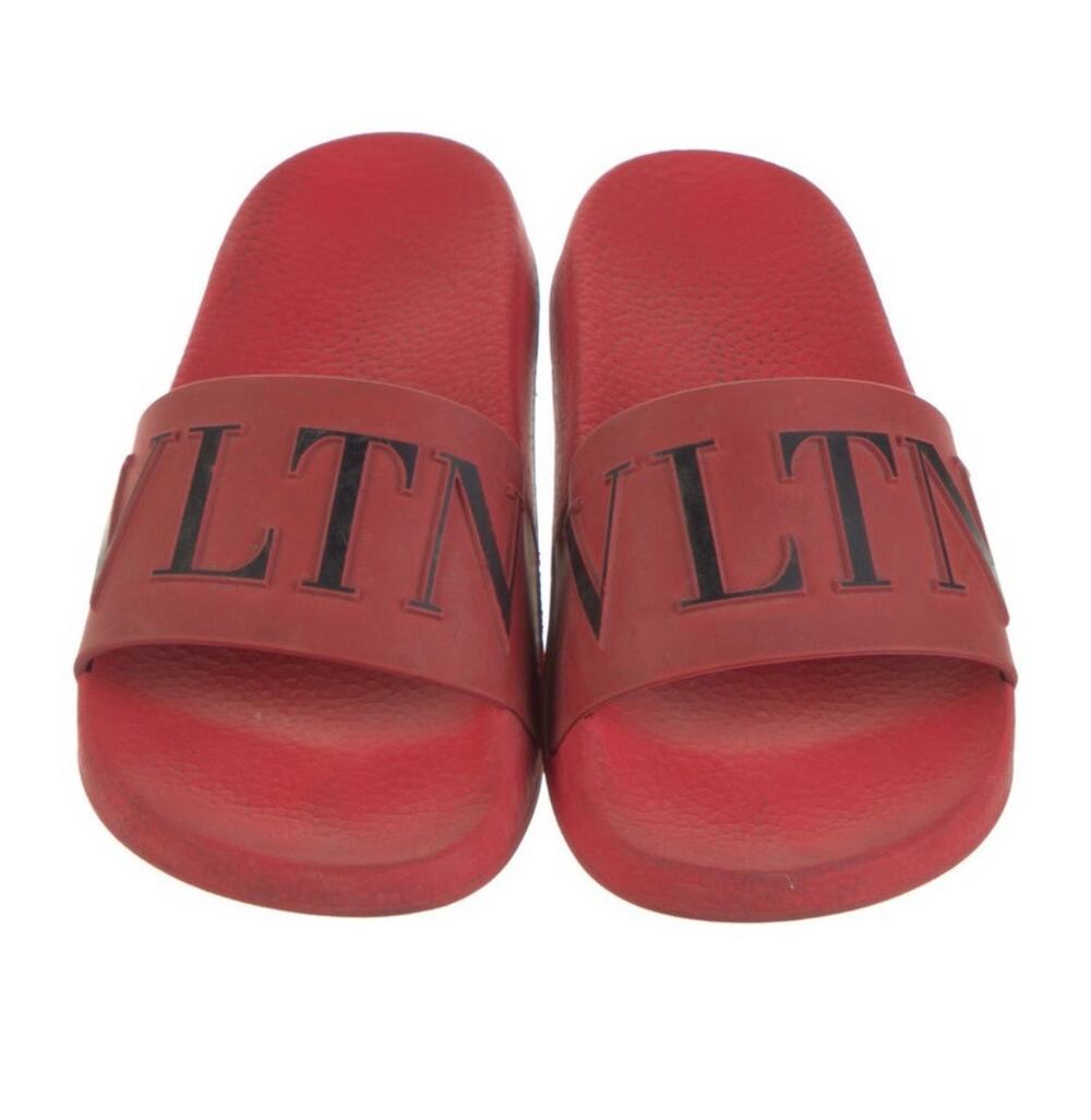 Original Red Valentino Garavani VLTN Black Logo Slides Rubber Sandals Sz EU 36